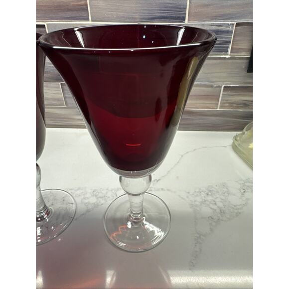 Red Casual Setting Water Glasses Durand Ruby Red Glassware 3 - Picture 4 of 14